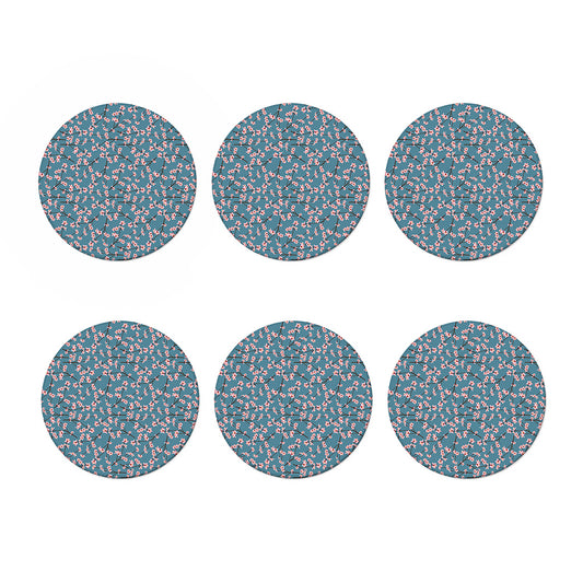 Pink Cherry Blossom Pattern Print Coaster Set