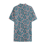 Pink Cherry Blossom Pattern Print Cotton Hawaiian Shirt