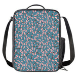 Pink Cherry Blossom Pattern Print Crossbody Lunch Bag