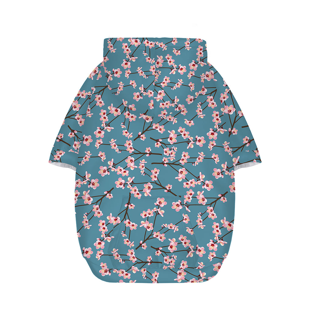 Pink Cherry Blossom Pattern Print Dog Zip Up Hoodie