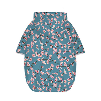 Pink Cherry Blossom Pattern Print Dog Zip Up Hoodie
