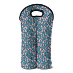 Pink Cherry Blossom Pattern Print Double Neoprene Wine Tote