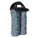 Pink Cherry Blossom Pattern Print Double Neoprene Wine Tote