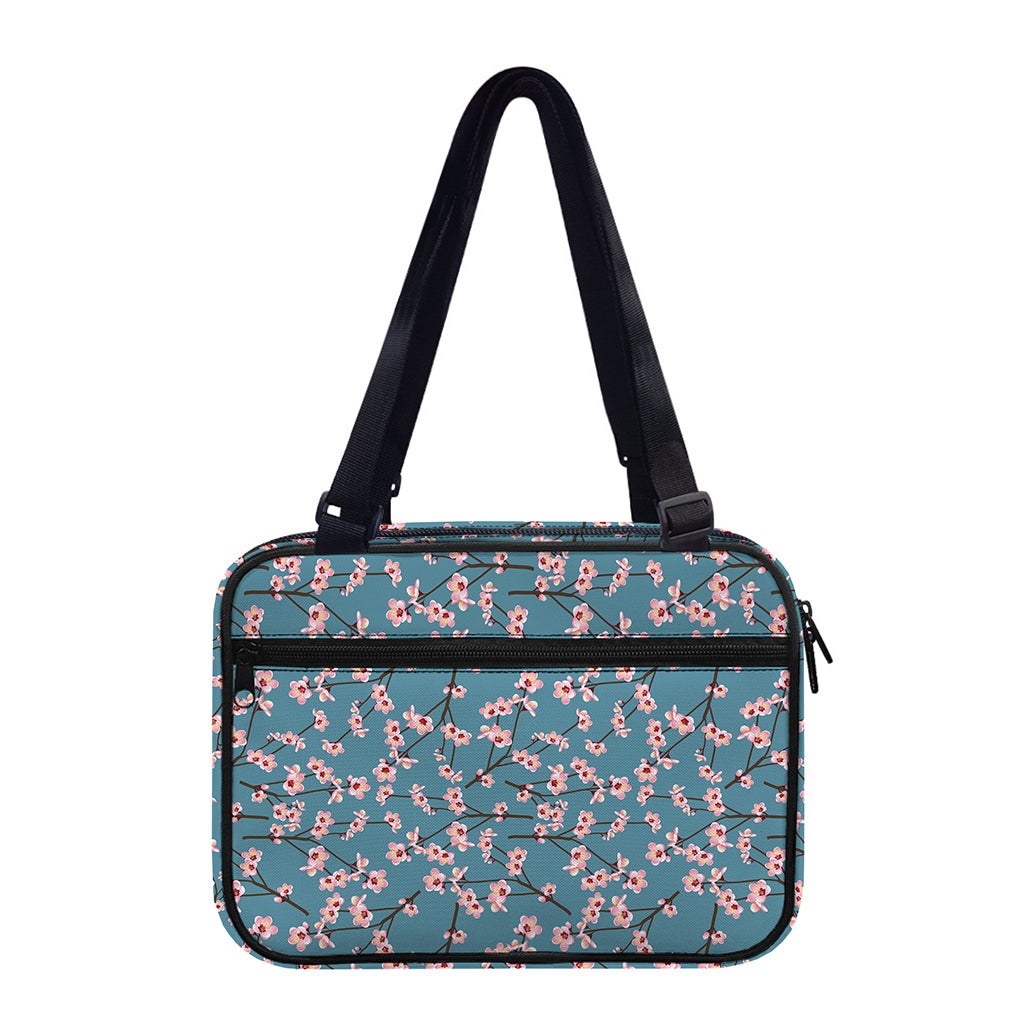 Pink Cherry Blossom Pattern Print Double Strap Bible Bag