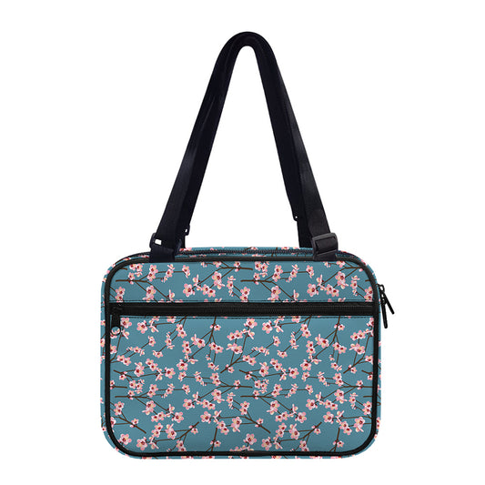 Pink Cherry Blossom Pattern Print Double Strap Bible Bag