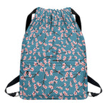 Pink Cherry Blossom Pattern Print Drawstring Backpack