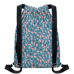 Pink Cherry Blossom Pattern Print Drawstring Backpack