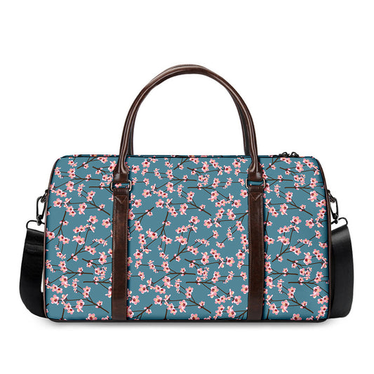 Pink Cherry Blossom Pattern Print Duffle Bag