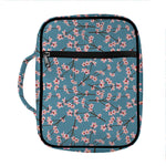 Pink Cherry Blossom Pattern Print Front Pocket Bible Bag