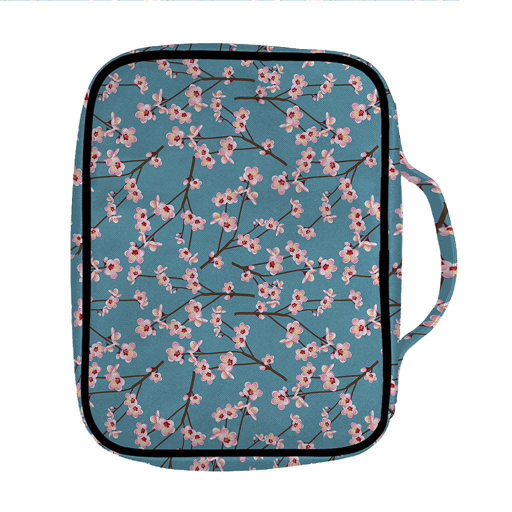 Pink Cherry Blossom Pattern Print Front Pocket Bible Bag
