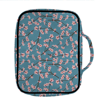 Pink Cherry Blossom Pattern Print Front Pocket Bible Bag