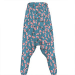 Pink Cherry Blossom Pattern Print Hammer Pants
