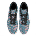 Pink Cherry Blossom Pattern Print High Top Leather Sneakers