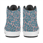 Pink Cherry Blossom Pattern Print High Top Leather Sneakers