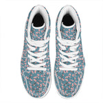 Pink Cherry Blossom Pattern Print High Top Leather Sneakers