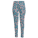 Pink Cherry Blossom Pattern Print High-Waisted Pocket Leggings