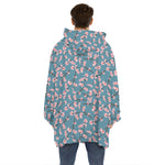 Pink Cherry Blossom Pattern Print Hoodie Blanket