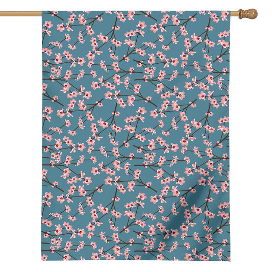 Pink Cherry Blossom Pattern Print House Flag