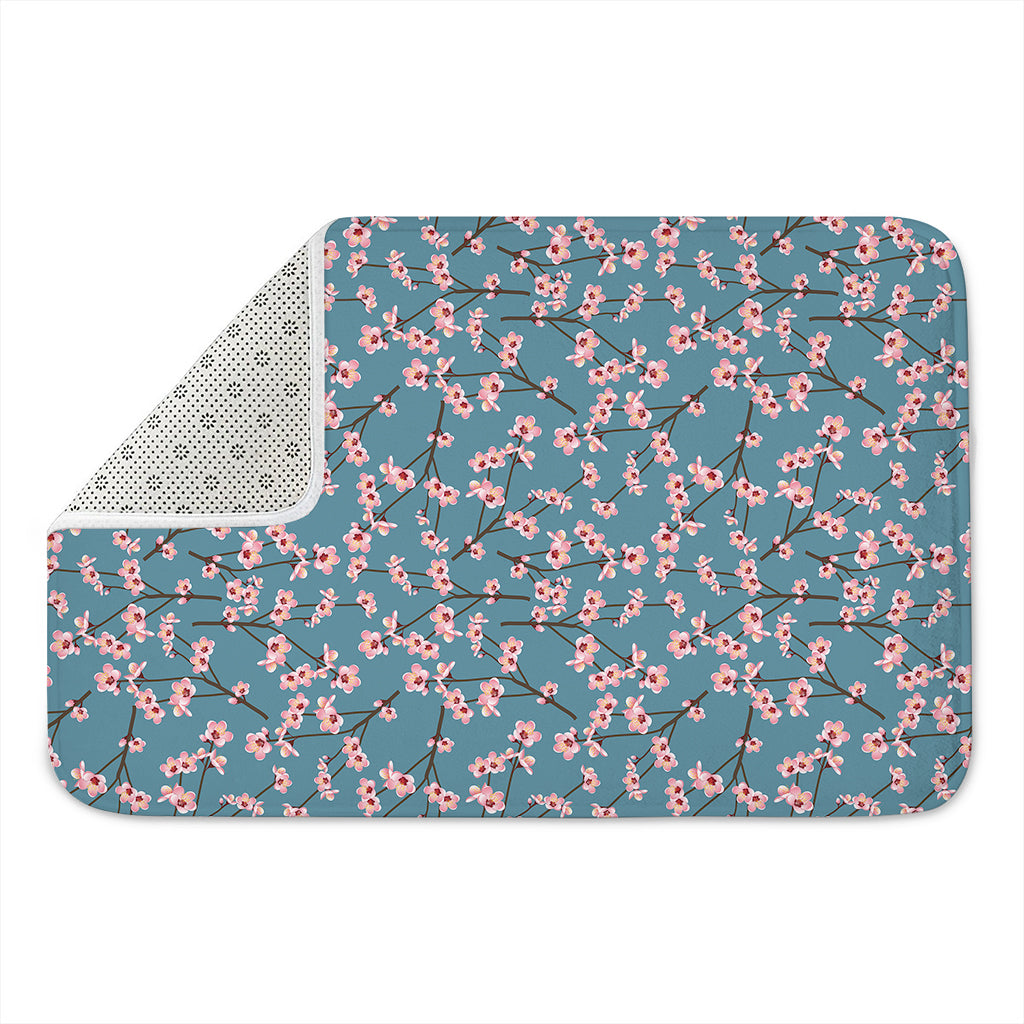 Pink Cherry Blossom Pattern Print Indoor Door Mat
