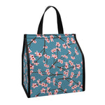 Pink Cherry Blossom Pattern Print Insulated Lunch Tote