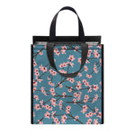 Pink Cherry Blossom Pattern Print Insulated Lunch Tote