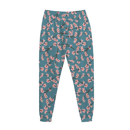 Pink Cherry Blossom Pattern Print Jogger Pants