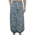 Pink Cherry Blossom Pattern Print Lantern Pants