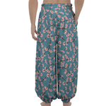 Pink Cherry Blossom Pattern Print Lantern Pants