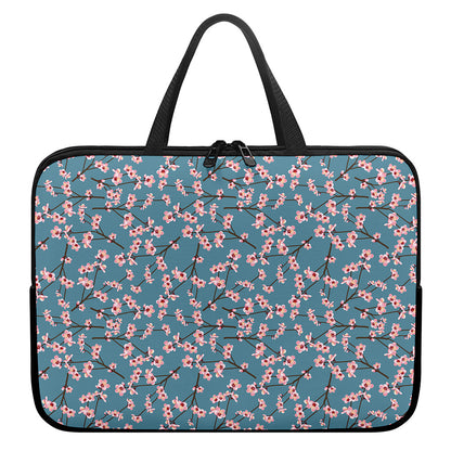 Pink Cherry Blossom Pattern Print Laptop Sleeve With Handle