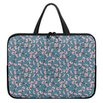 Pink Cherry Blossom Pattern Print Laptop Sleeve With Handle