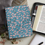 Pink Cherry Blossom Pattern Print Leather Bible Cover