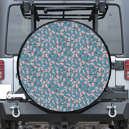 Pink Cherry Blossom Pattern Print Leather Spare Tire Cover