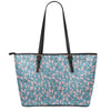 Pink Cherry Blossom Pattern Print Leather Tote Bag