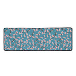 Pink Cherry Blossom Pattern Print Long Kitchen Mat