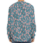 Pink Cherry Blossom Pattern Print Long Sleeve Baseball Jersey