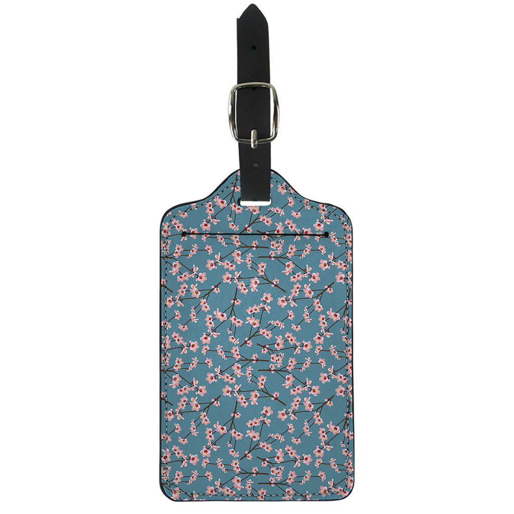 Pink Cherry Blossom Pattern Print Luggage Tag