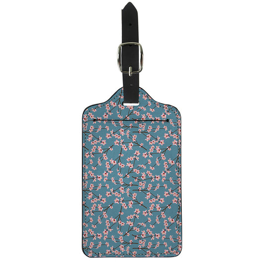 Pink Cherry Blossom Pattern Print Luggage Tag