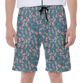 Pink Cherry Blossom Pattern Print Men's Beach Shorts