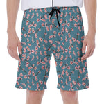 Pink Cherry Blossom Pattern Print Men's Beach Shorts