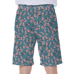 Pink Cherry Blossom Pattern Print Men's Beach Shorts