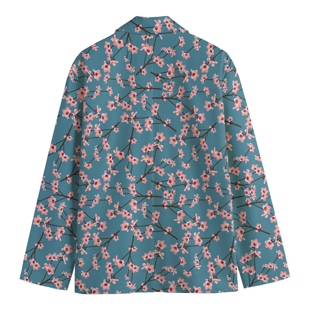 Pink Cherry Blossom Pattern Print Men's Blazer