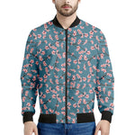 Pink Cherry Blossom Pattern Print Men's Bomber Jacket