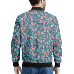 Pink Cherry Blossom Pattern Print Men's Bomber Jacket