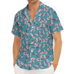 Pink Cherry Blossom Pattern Print Men's Deep V-Neck Shirt