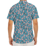 Pink Cherry Blossom Pattern Print Men's Deep V-Neck Shirt