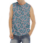 Pink Cherry Blossom Pattern Print Men's Fitness Tank Top