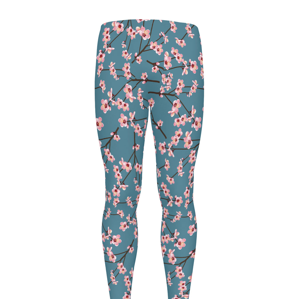 Pink Cherry Blossom Pattern Print Men's leggings