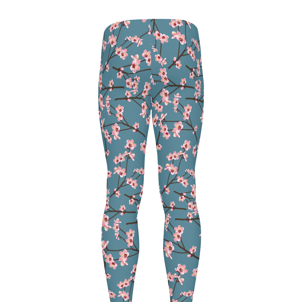 Pink Cherry Blossom Pattern Print Men's leggings