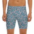 Pink Cherry Blossom Pattern Print Men's Long Boxer Briefs