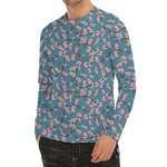 Pink Cherry Blossom Pattern Print Men's Long Sleeve Rash Guard